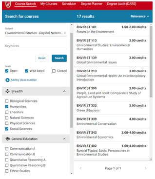 Course Search and Enroll Screen